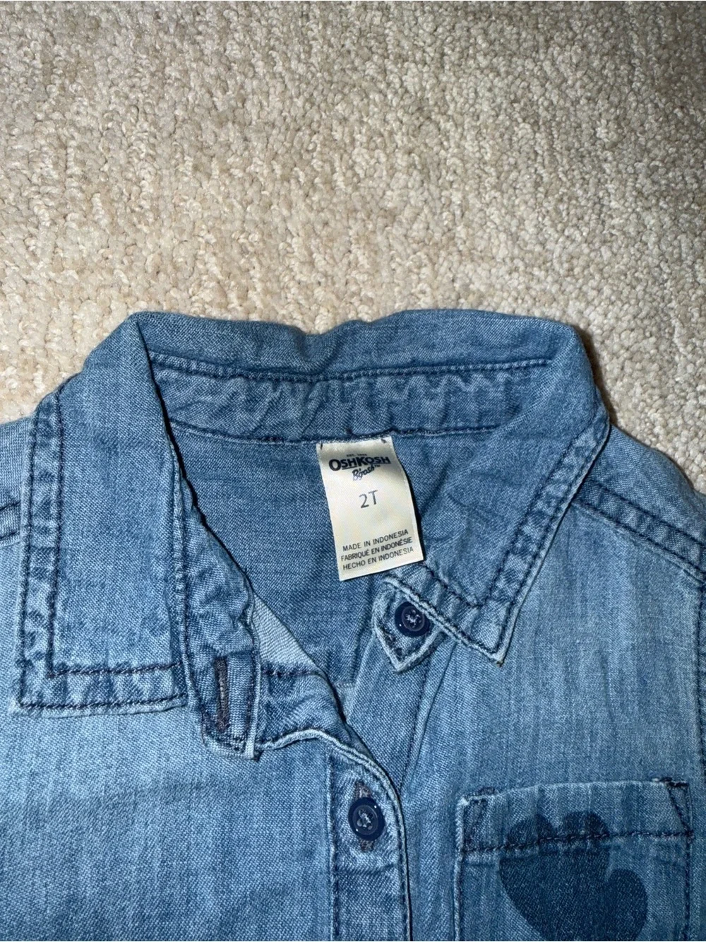 Oshkosh B’gosh Girls Denim Tunic w/ Heart Pocket (2T)